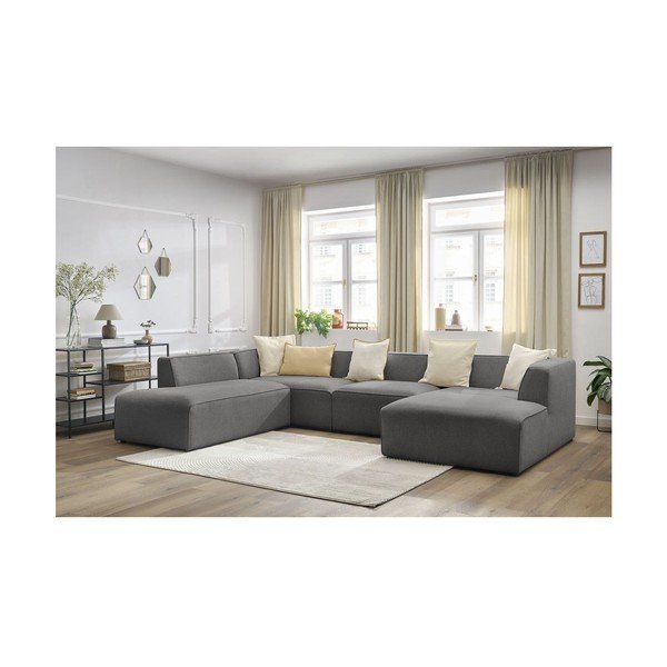 Tmavě šedá modulární rohová pohovka (levý roh/do "U") Megeve – Bobochic Paris-image-3