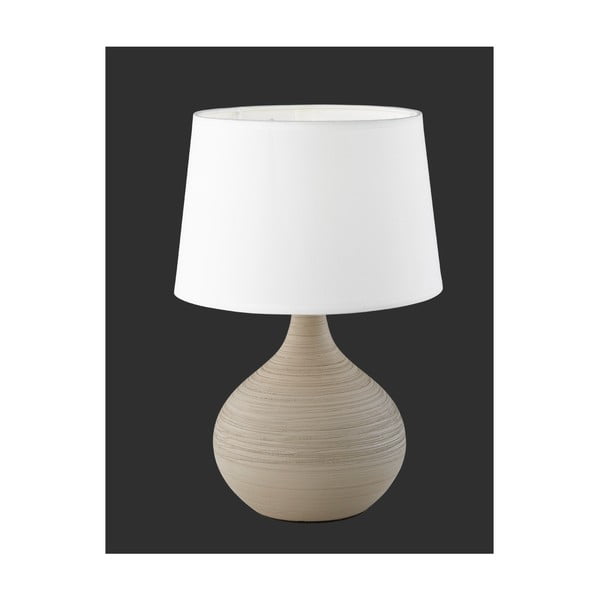 Bílo-hnědá stolní lampa z keramiky a tkaniny Reality Martin, výška 29 cm-image-4
