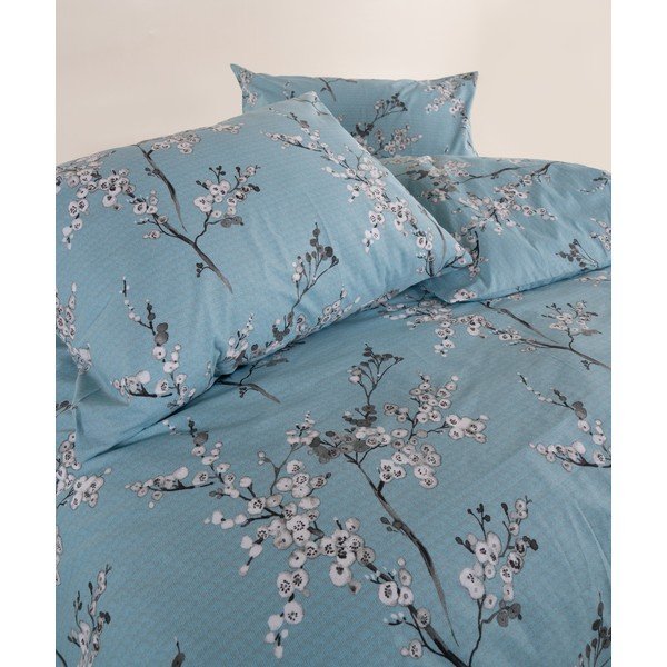 Modré povlečení na dvoulůžko/prodloužené z bavlny Renforcé 240x220 cm Blue Floral – Mila Home Luxury-image-4