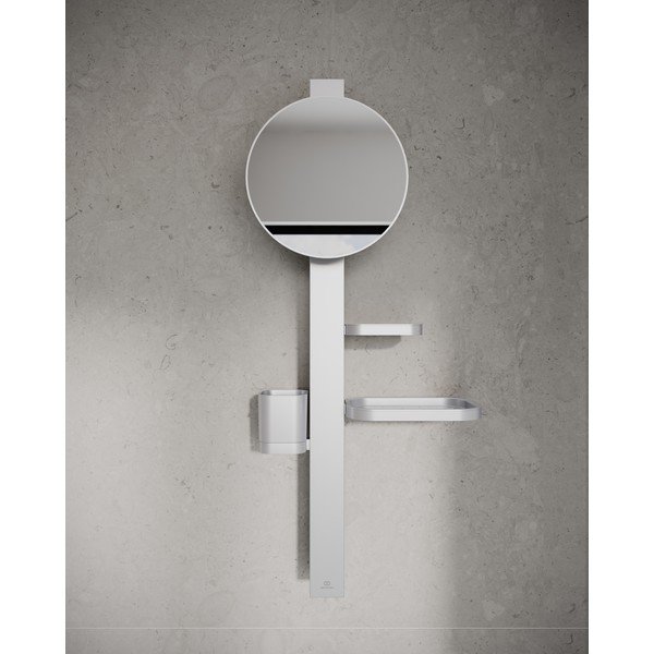 Nástěnné zrcadlo s poličkou a věšákem ø 20,5 cm ALU+ – Ideal Standard-image-1