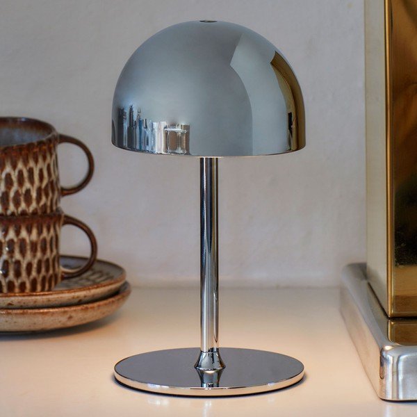 LED stolní lampa na dálkové ovládání ve stříbrné barvě s kovovým stínidlem (výška 22 cm) Tim – Sirius-image-1