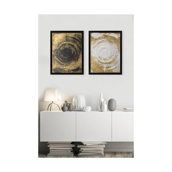 Sada 2 obrazů Tablo Center Circles Golden-image-1