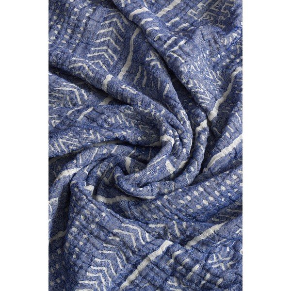 Modrý mušelínový přehoz na dvoulůžko 220x240 cm Etno - Mijolnir-image-1