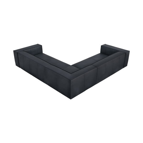 Tmavě modrá kožená rohová pohovka (variabilní) Madame – Windsor & Co Sofas-image-1