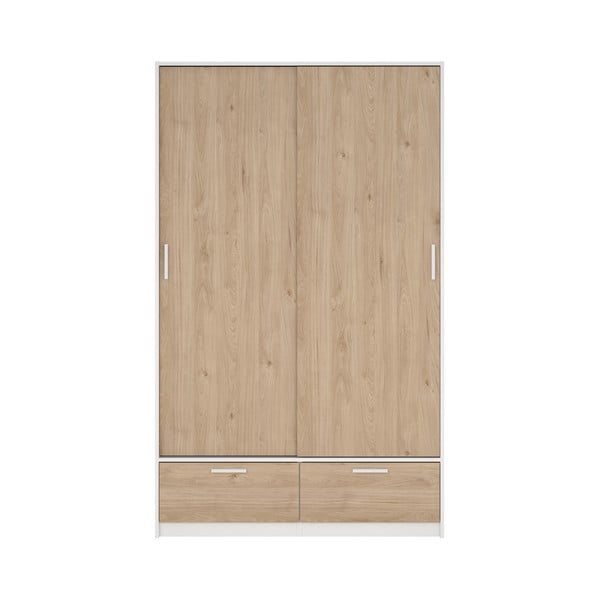 Šatní skříň v dekoru dubu s posuvnými dveřmi v bílo-přírodní barvě 121x200 cm Line – Tvilum-image-2