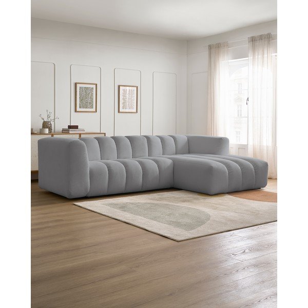 Světle šedá rohová pohovka (pravý roh/s lenoškou) Talia – Bobochic Paris-image-1