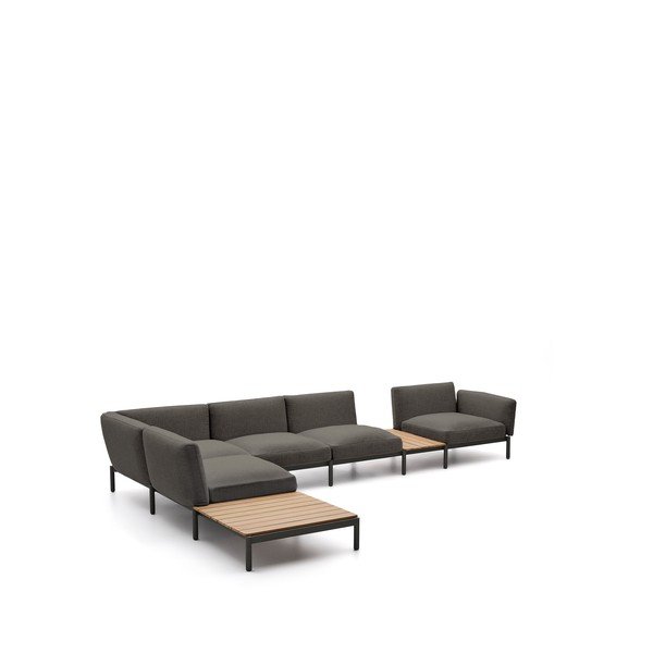 Tmavě šedá čalouněná zahradní pohovka (levý roh) Sorells – Kave Home