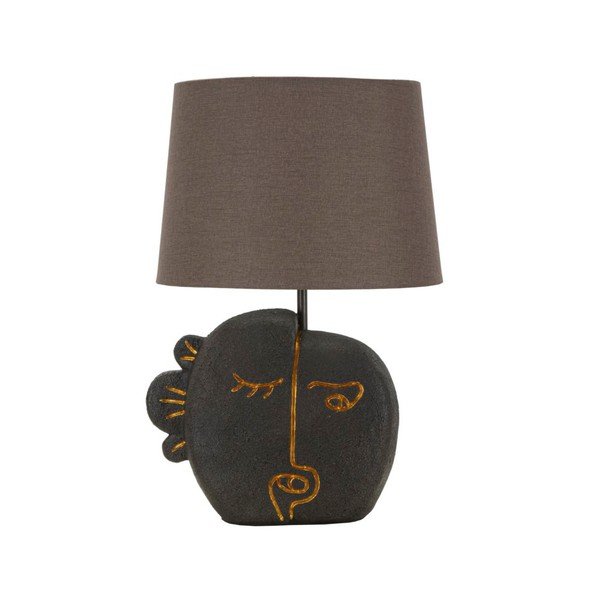 Hnědá stolní lampa s textilním stínidlem (výška 39,5 cm) Tribal – Mauro Ferretti