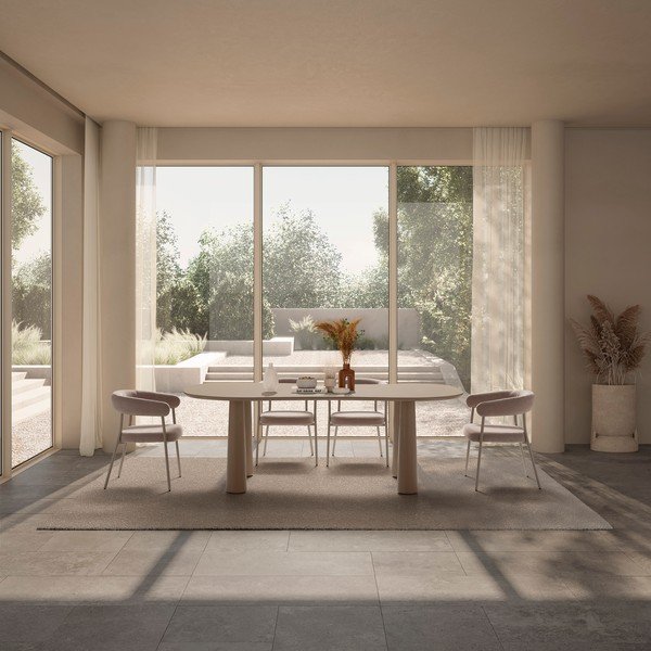 Béžová čalouněná jídelní křesla v sadě 2 ks s područkami Yuri – MOME-image-2