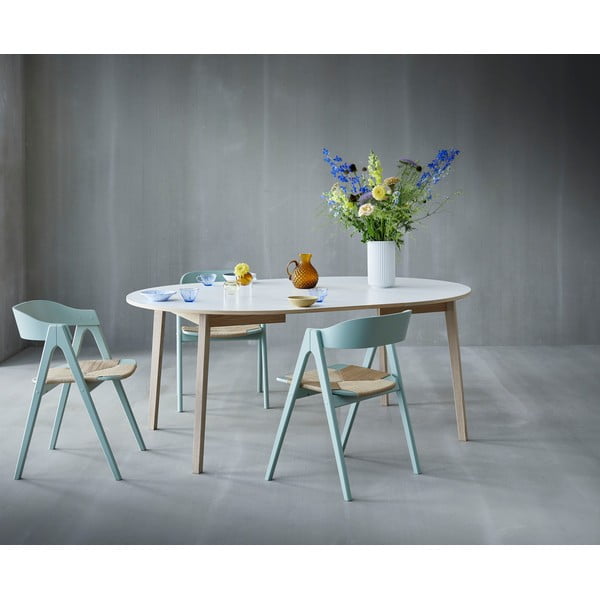 Kulatý rozkládací jídelní stůl s bílou deskou a přídavnou deskou ø 130 cm Single – Hammel Furniture-image-1