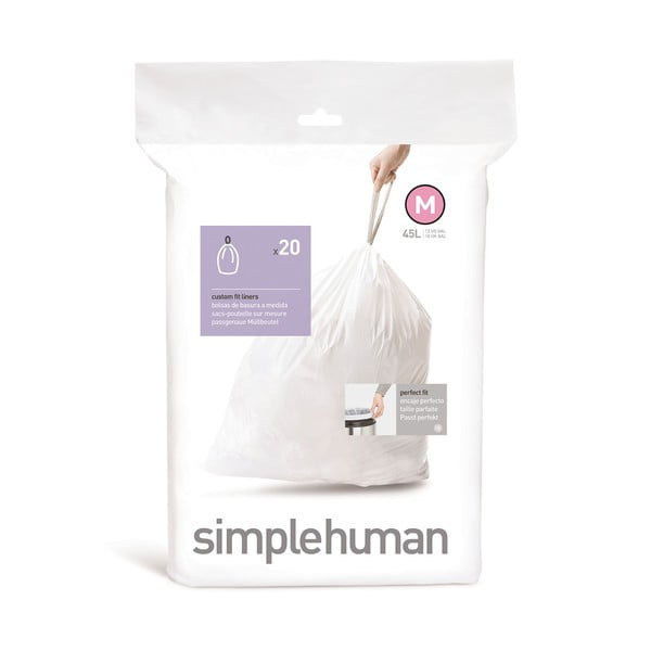 Stahovací pytle na odpadky v sadě 20 ks 45 l M – simplehuman