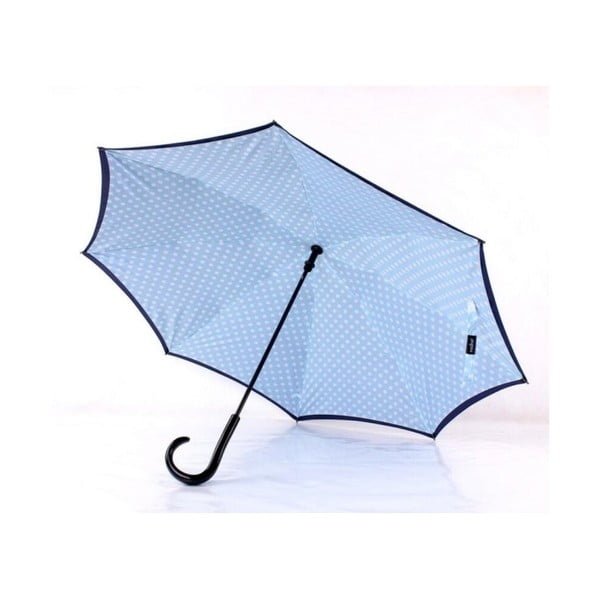 Modrý deštník s černými detaily Dots, ⌀ 110 cm
