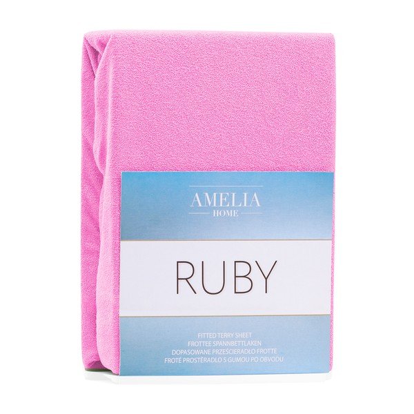Růžové elastické prostěradlo s vysokým podílem bavlny AmeliaHome Ruby, 100/120 x 200 cm-image-1