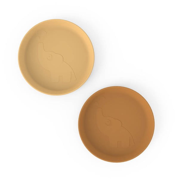 Sada 2 hořčicově žlutých dětských talířů Done by Deer Elphee, ø 18,5 cm-image-1