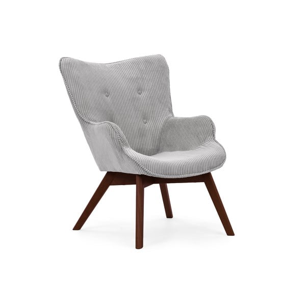 Šedé manšestrové křeslo s podnožkou Niko – Ropez-image-4