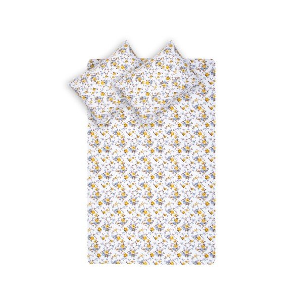 Set světle béžového elastického bavlněného prostěradla a povlaku na polštář Fitted Sheet Kasso, 100 x 200 cm