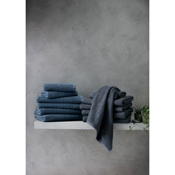 Tmavě šedá froté osuška z Bio bavlny 70x140 cm Check – JUNA-image-1