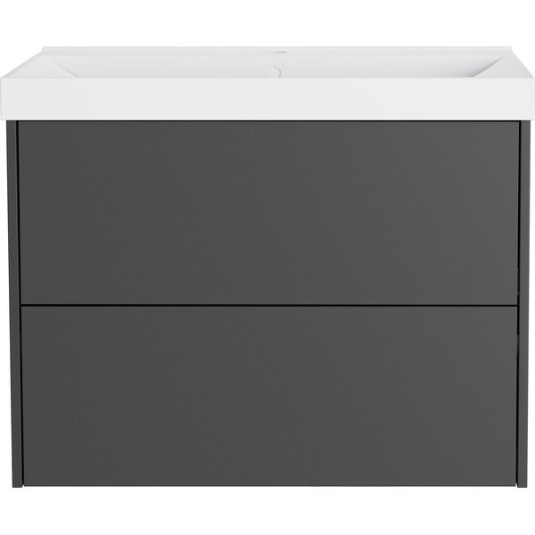 Antracitová matná závěsná skříňka pod umyvadlo 81x65 cm Bodera – Germania-image-3