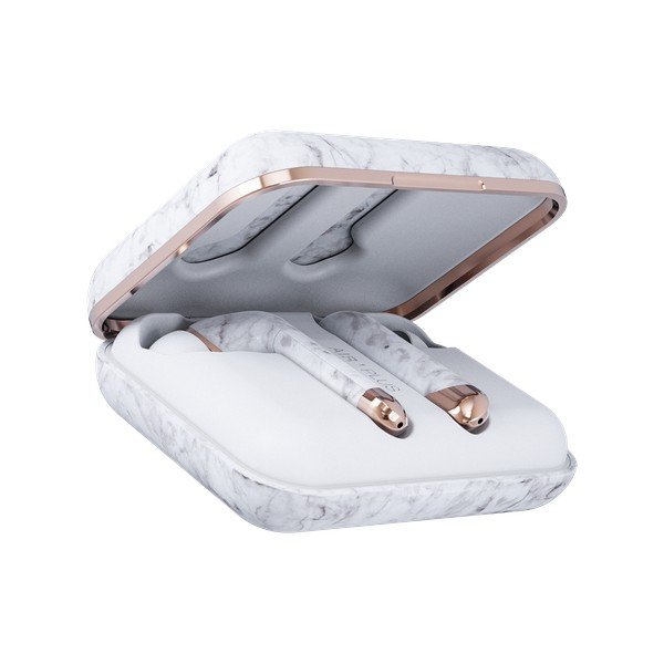 Bezdrátová sluchátka v bílé mramorové barvě Happy Plugs Air 1 Plus In-Ear-image-2