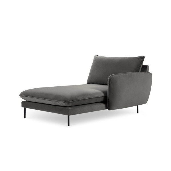 Tmavě šedá sametová lenoška Cosmopolitan Design Vienna, pravý roh-image-2