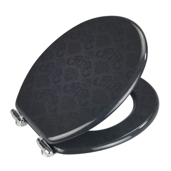 Tmavě šedé WC sedátko se snadným zavíráním Wenko Bellevue, 42,5 x 35,5 cm-image-1