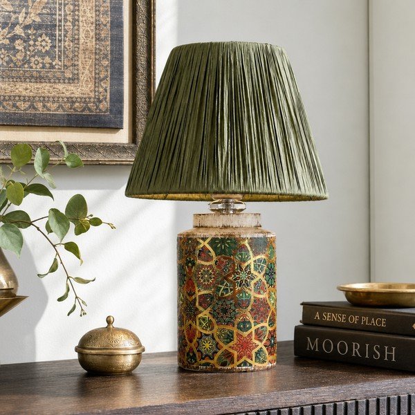 Zelená stolní lampa se stínidlem z papírového výpletu (výška 38 cm) Alev – Opviq lights-image-2