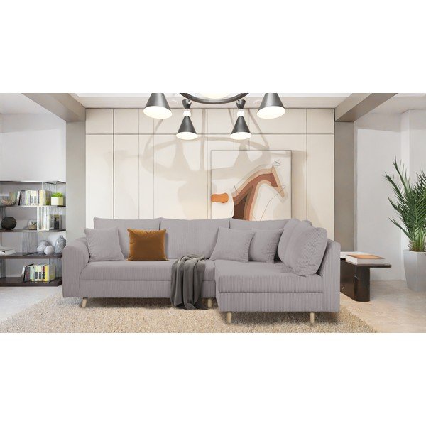 Šedá manšestrová rohová pohovka (pravý roh) Ariella – Ropez-image-1