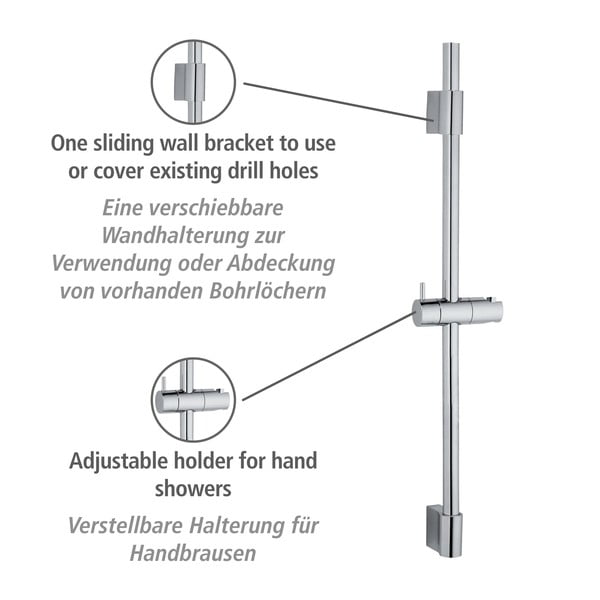 Nástěnná sprchová tyč z nerezové oceli v leskle stříbrné barvě 70 cm Classic – Wenko-image-3