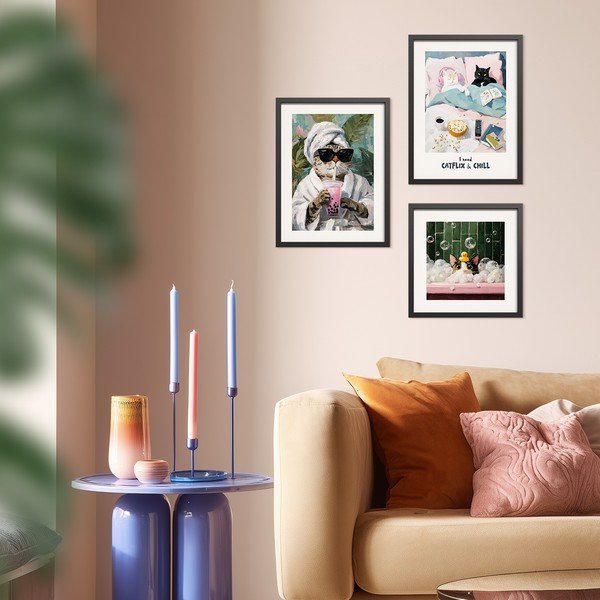 Tištěný obraz s rámem 30x40 cm Catflix – Styler-image-2