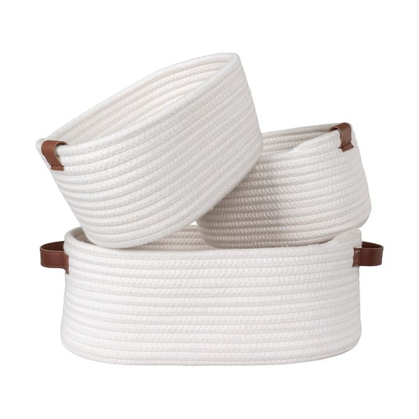 Látkové košíky do koupelny v sadě 3 ks 35x25x13 cm Jarana – House Nordic-image-3