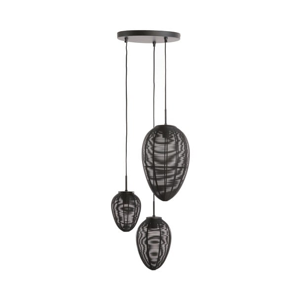 Matně černé závěsné svítidlo s kovovým stínidlem ø 36 cm Yaelle – Light & Living