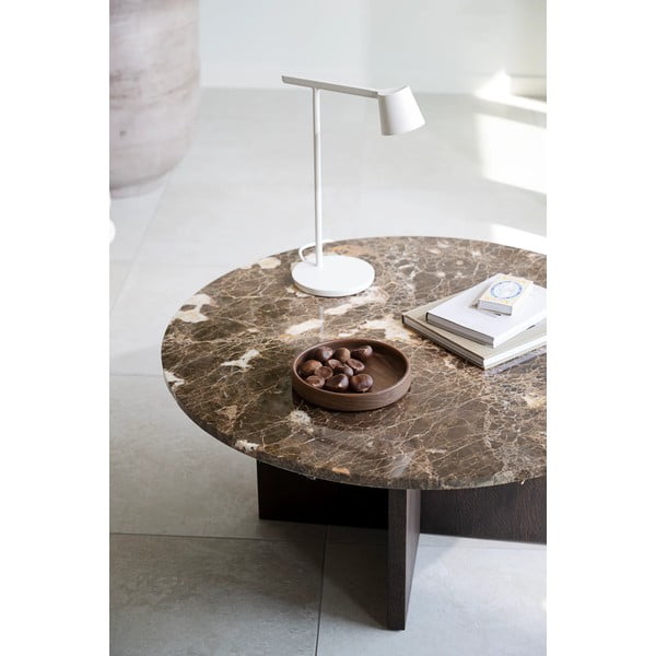 Hnědý mramorový kulatý konferenční stolek 90x90 cm Brooksville - Rowico-image-1