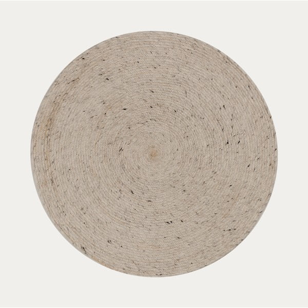 Ručně tkaný vlněný kulatý koberec ve světle šedé a slonovinové barvě ø 200 cm Takashi – Kave Home-image-4