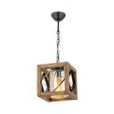 Hnědé závěsné svítidlo s dřevěným stínidlem/s kovovým stínidlem Zikzak Cam – Opviq lights
