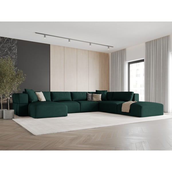 Zelená rohová pohovka do "U", pravý roh Esther – Milo Casa-image-1