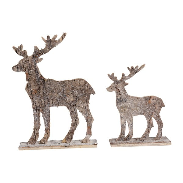Sada 2 dřevěných dekorací Côté Table Deers