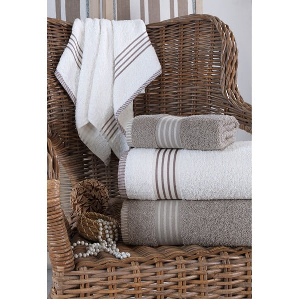 Krémové/taupe bavlněné ručníky a osušky v sadě 4 ks – Mila Home-image-1