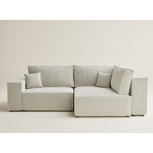 Krémová žinylková rozkládací/s úložným prostorem rohová pohovka (pravý roh/do L) Tonga – Maison de Rêve-image-2