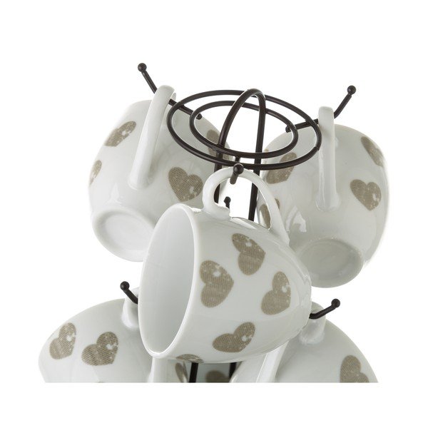 Sada 6 šálků s podšálky na kovovém stojanu Unimasa Love-image-3