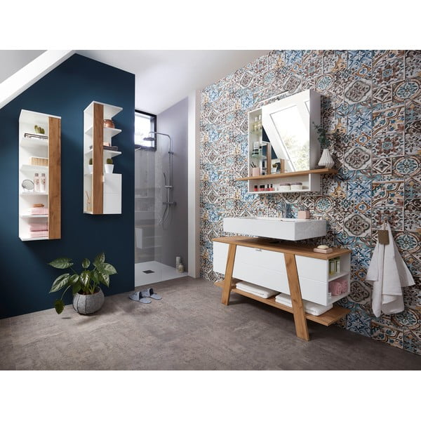 Bílá skříňka pod umyvadlo v dekoru dubu 111x67 cm Novolino - Germania-image-1