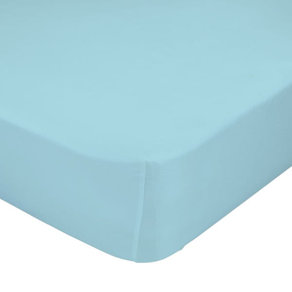 Modré elastické prostěradlo z čisté bavlny, 90 x 200 cm