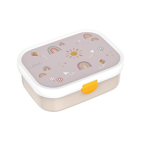 Béžový plastový dětský svačinový box Sunshine & Rainbow – Mepal