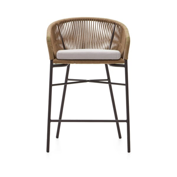Béžová kovová/polstrovaná zahradní barová židle Yanet – Kave Home-image-3