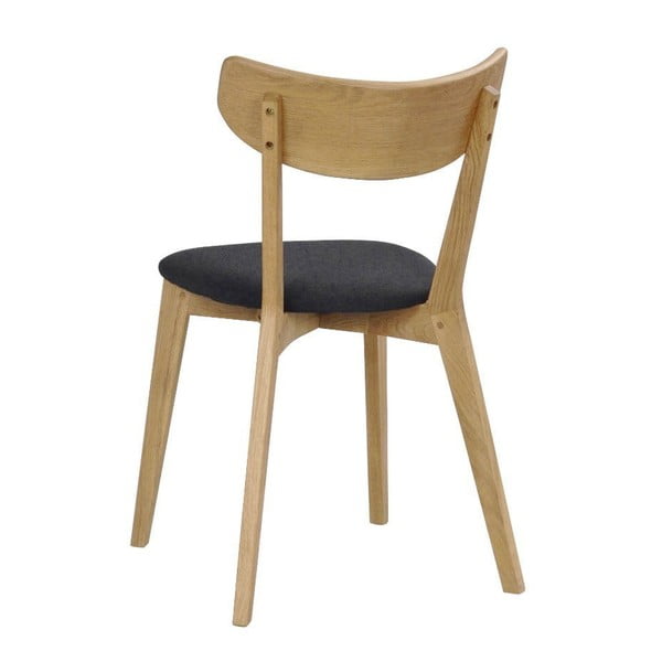 Hnědá dubová jídelní židle s tmavě šedým sedákem Rowico Ami-image-3