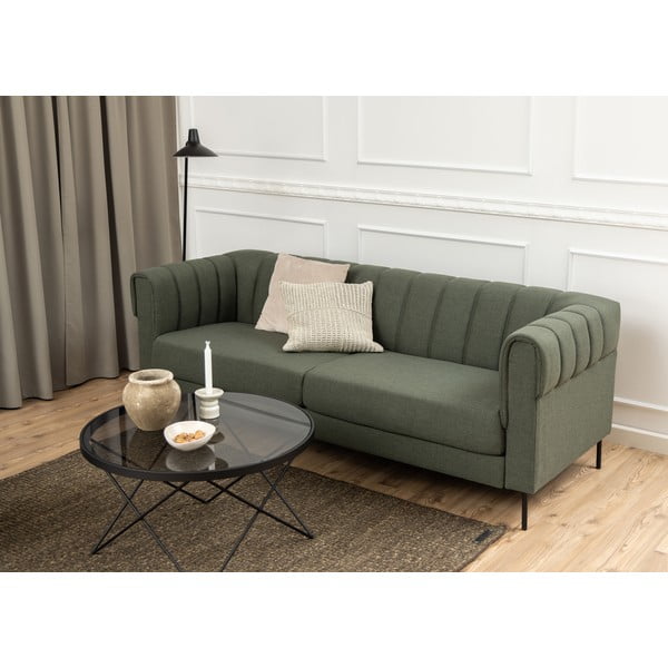 Černý konferenční stolek se skleněnou deskou ø 80 cm Cuxton – Actona-image-2