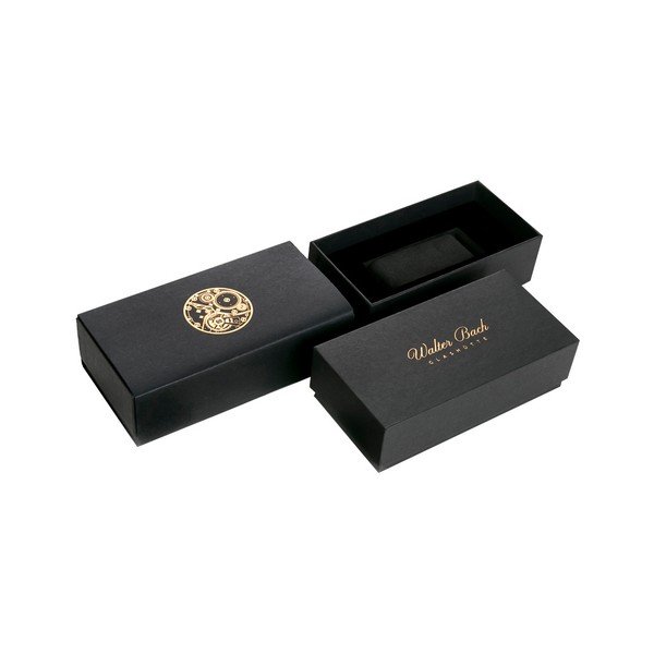 Pánské hodinky s černým páskem z pravé kůže Walter Bach Marrio-image-1