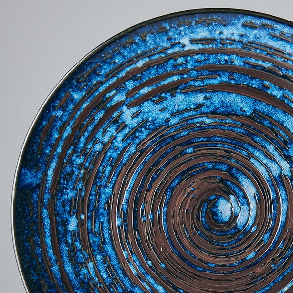Modrý keramický talíř MIJ Copper Swirl, ø 29 cm-image-2