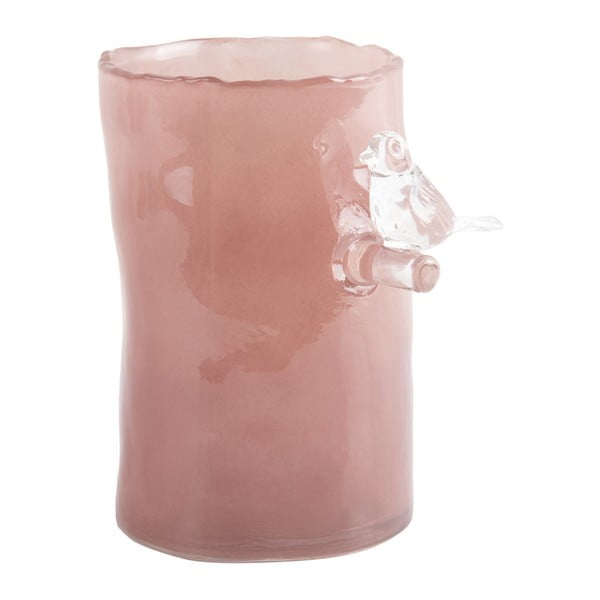 Růžová skleněná váza (výška 15 cm) Bird On Branch – PT LIVING-image-2