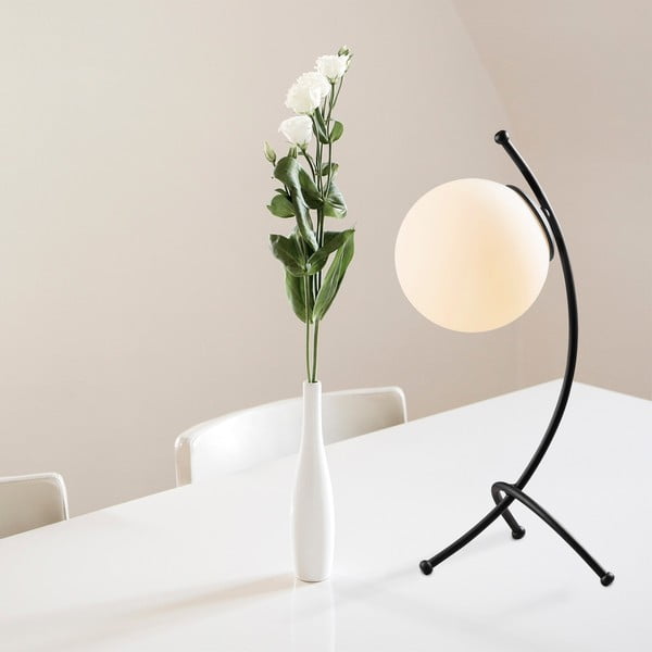 Černobílá stolní lampa se skleněným stínidlem (výška 43 cm) Yay – Opviq lights-image-1