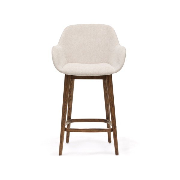 Béžová čalouněná barová židle s područkami (výška sedáku 66 cm) Konna – Kave Home-image-2